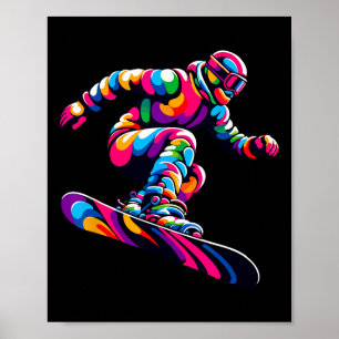 Colourful Pop Art Snowboarding Snowboard Snowboard Poster