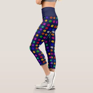 Colourful Pop Art Sunflowers Pattern Bright Funky Capri Leggings