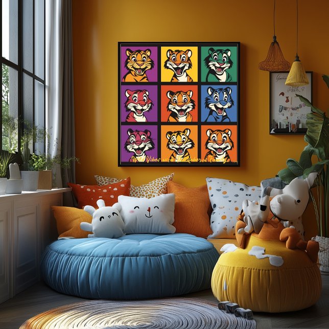 Colourful Pop Art Tiger Faces  Why this works: Poster (Creator Uploaded)