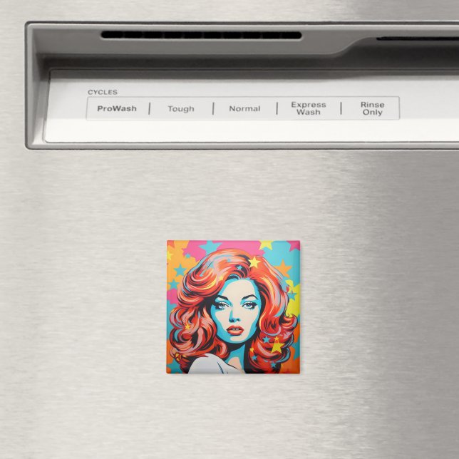 Colourful Pop Art Woman Magnet (In Situ (Dishwasher))