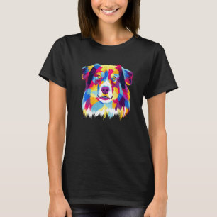Colourful Pop Australian Shepherd Portrait Aussie T-Shirt