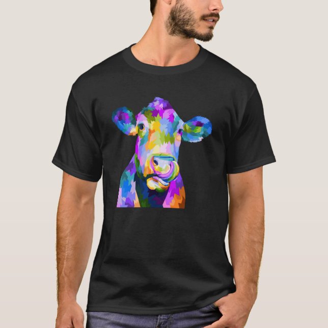 Colourful Pop Cow T-Shirt (Front)