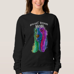 Colourful Pop Portrait Basset Hound Dog Mum Mother Sweatshirt