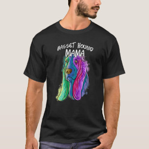 Colourful Pop Portrait Basset Hound Dog Mum Mother T-Shirt
