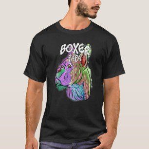 Colourful Pop Portrait Boxer Dog Dad Father's Day T-Shirt