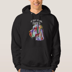 Colourful Pop Portrait Great Dane Dog Dad Father's Hoodie