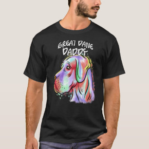 Colourful Pop Portrait Great Dane Dog Dad Father's T-Shirt