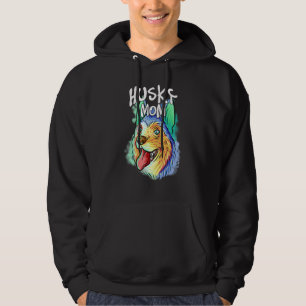 Colourful Pop Portrait Husky Dog Mum Mother's Day  Hoodie