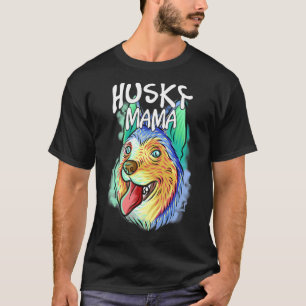 Colourful Pop Portrait Husky Dog Mum Mother's Day T-Shirt