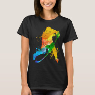 Colourful Pop Portrait Icehockey Player 1 T-Shirt