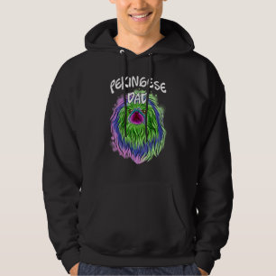 Colourful Pop Portrait Pekingese Dog Dad Father's Hoodie