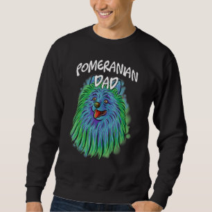 Colourful Pop Portrait Pomeranian Dog Dad Father's Sweatshirt