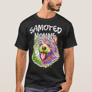 Colourful Pop Portrait Samoyed Dog Mum Mummy Mothe T-Shirt