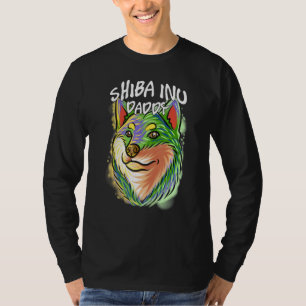 Colourful Pop Portrait Shiba Inu Dog Dad Father's  T-Shirt
