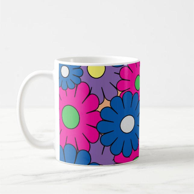 Colourful popart flower coffee mug (Left)