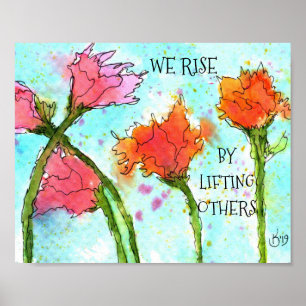 Colourful Poppies with Words Poster - 10"x8"