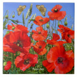 Colourful Poppy Field Tile<br><div class="desc">A field of gorgeous red poppies,  such a beautiful gift box for someone special,  or why not treat yourself!</div>