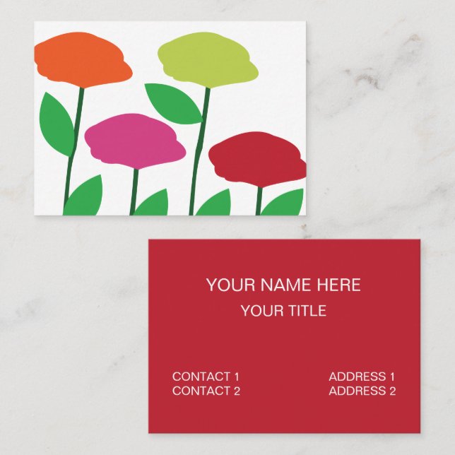 Colourful Poppy Flowers Floral Business Card (Front/Back)