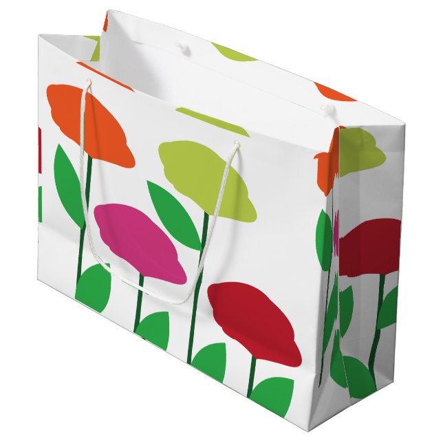 Colourful Poppy Flowers Floral Large Gift Bag (Front Angled)