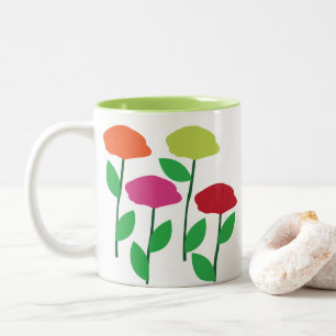 Colourful Poppy Flowers Two-Tone Coffee Mug