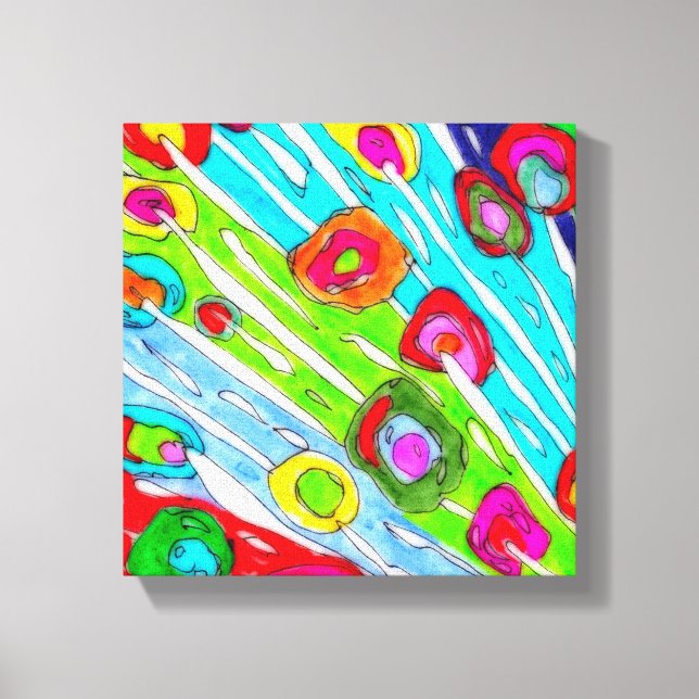 Colourful Poppy Flowers Wrapped Canvas - 10" x 10" (Front)