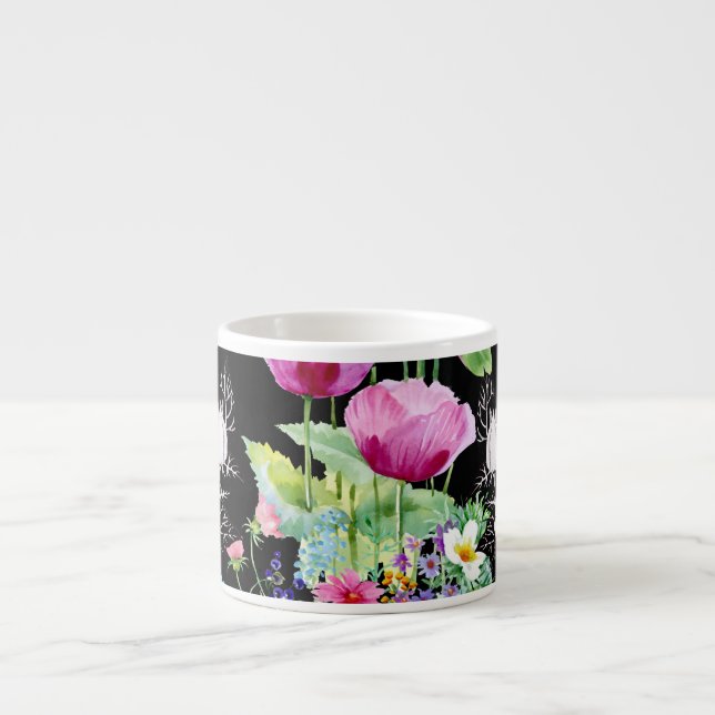 Colourful Poppy Summer Flowers Pattern Espresso Cup (Front)