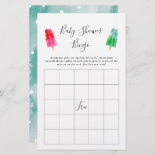 Colourful Popsicle Baby Shower Bingo Game