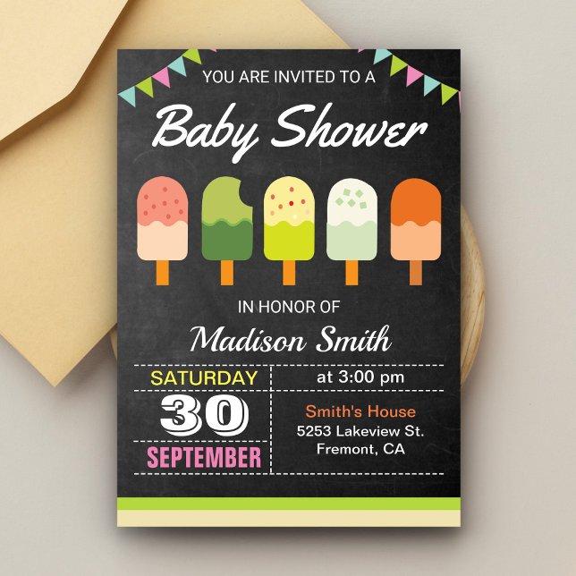 Colourful Popsicle Baby Shower Invitation (Creator Uploaded)