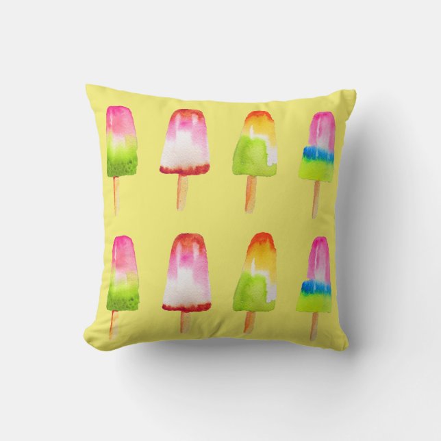 Colourful popsicle ice-block Summer art Cushion (Front)