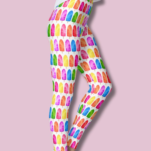 Colourful Popsicle Ice Lolly pattern Leggings (Ice lolly summer popsicle colorful leggings)