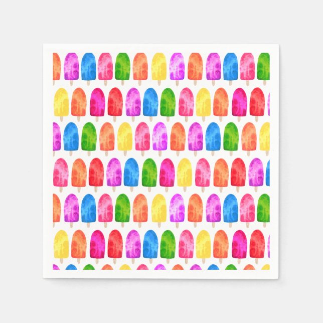 Colourful Popsicle Ice Lolly pattern Napkin (Front)