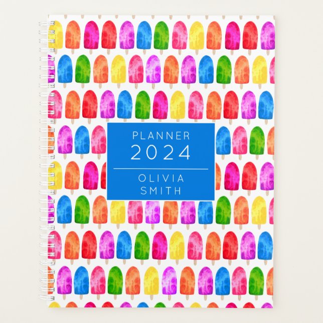Colourful Popsicle Ice Lolly pattern Planner (Front)