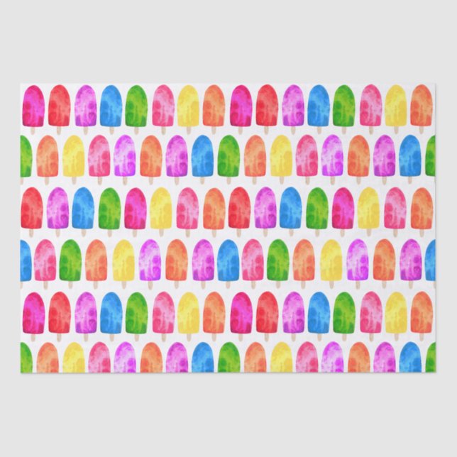 Colourful Popsicle Ice Lolly pattern Tissue Paper (Front)