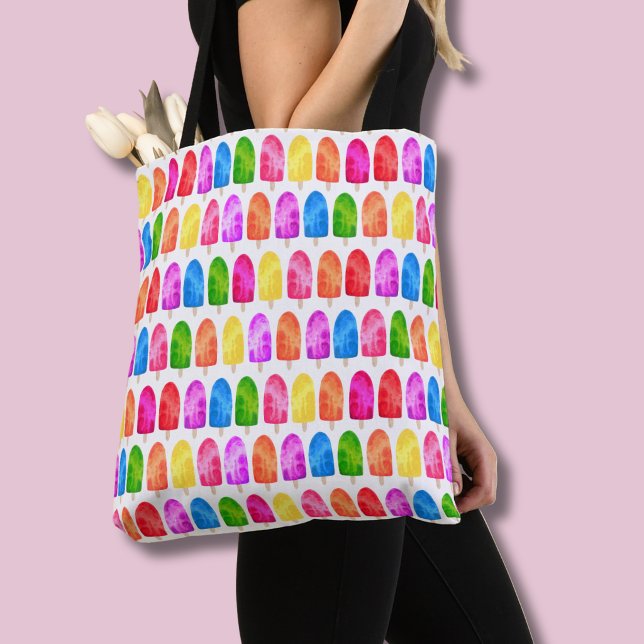 Colourful Popsicle Ice Lolly pattern Tote Bag (Popsicle ice lolly tote bag)