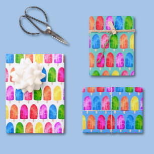 Colourful Popsicle Ice Lolly pattern Wrapping Paper Sheet