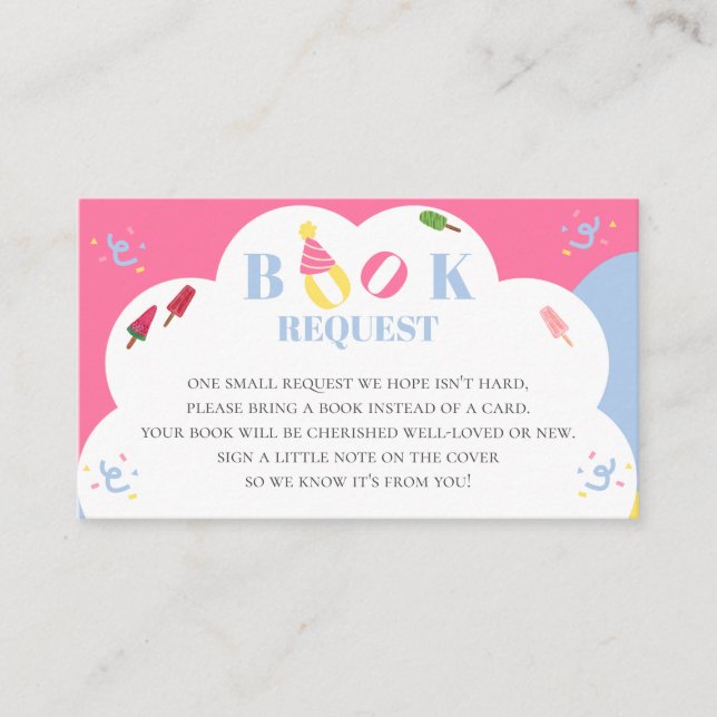 Colourful Popsicle Summer Baby Shower Book Request Enclosure Card (Front)