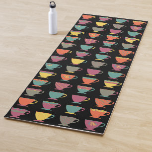 Colourful porcelain tea cups, winter hot coffee mu yoga mat