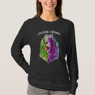 Colourful Portrait Cocker Spaniel Dog Dad Father's T-Shirt