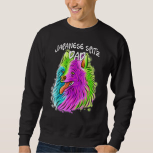 Colourful Portrait Japanese Spitz Dog Dad Father's Sweatshirt