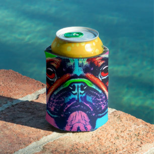 Colourful portrait of a pug in pop art style can cooler