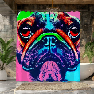 Colourful portrait of pug in pop art style shower curtain