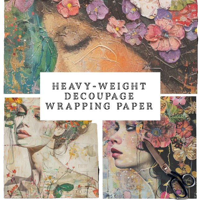 Colourful Portraits Floral, Heavy Weight Decoupage Wrapping Paper Sheet (Creator Uploaded)