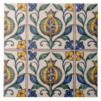 Colourful Portuguese Azulejo Pomegranate Tile