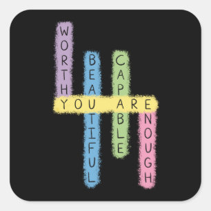 Colourful Positive Affirmations Puzzle Design Square Sticker