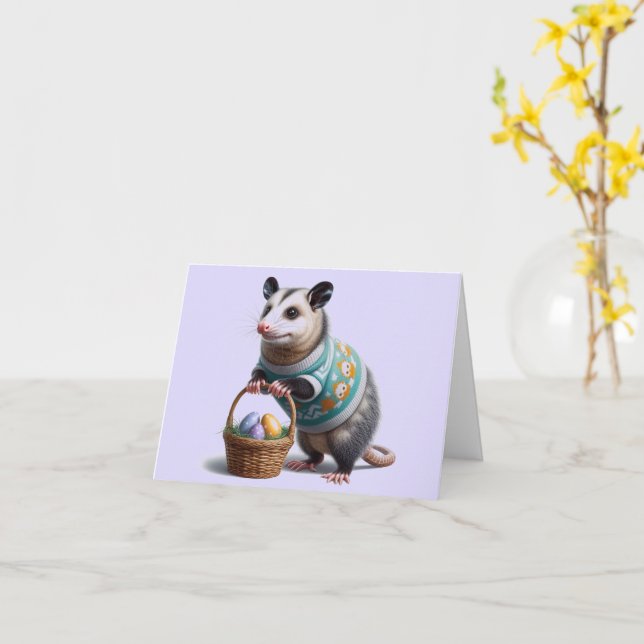Colourful Possum Downloadable Easter Card (Yellow Flower)