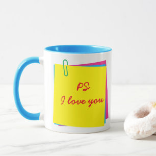 Colourful Post it Notes with PS I Love You and Nam Mug