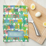 Colourful Pots and Cactus Pattern Personalised Tea Towel<br><div class="desc">These kitchen towel has cute colourful pots filled with green plants and cactus and personalised with your name. You can put this design on other products,  too!</div>