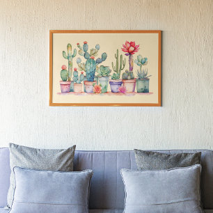 Colourful Potted Cacti And Succulents Poster