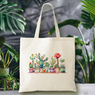 Colourful Potted Cacti And Succulents Tote Bag