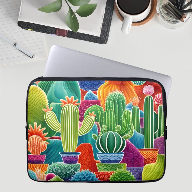 Colourful Potted Cacti  Laptop Sleeve (Creator Uploaded)